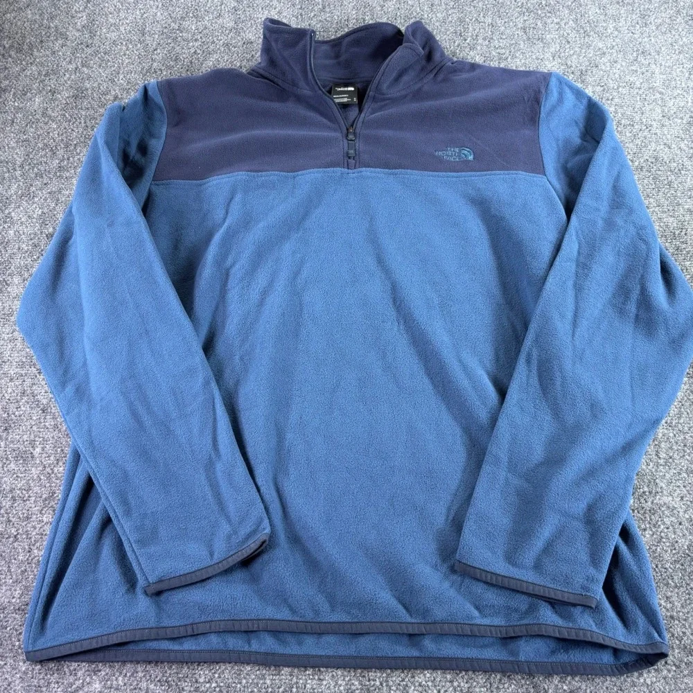 The North Face Fleece Pullover Mens XL Blue 1/4 Zip TKA 100 Lightweight Hiking